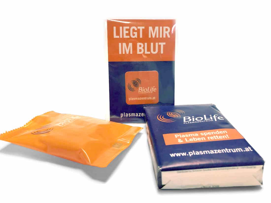 Give Aways für BioLife Plasmazentrum Salzburg, Werbegeschenke vom Werbenetzwerk